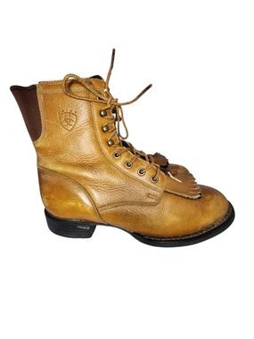 ARIAT COBALT LACER KILTIE TASSELS TAN LEATHER WOMEN BOOTS SIZE 6 B